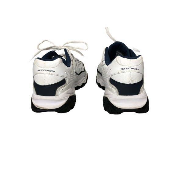 Skechers Sneakers Athletic Shoes 50127 Mens 8 Memory Fit White Navy Blue Reprint - Picture 4 of 10